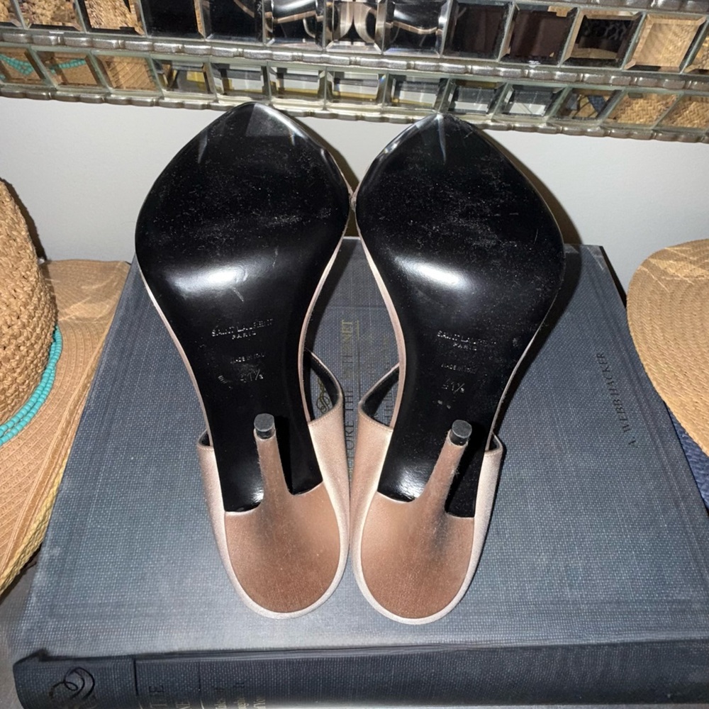 NEW SAINT LAURENT DIVE MULES SILK SATIN {$1,050} POINTED OPENTOE RHINESTONE 41.5 - Picture 8 of 8